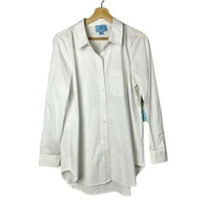 Cece White Romantic Voyage Long Sleeve Button Down M